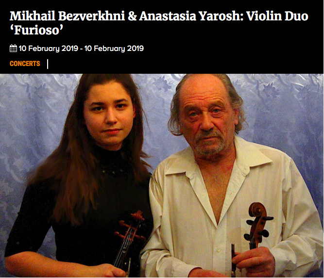 Over Mikhail Bezverkhni & Anastasia Yarosh : Violin Duo ‘Furioso’.